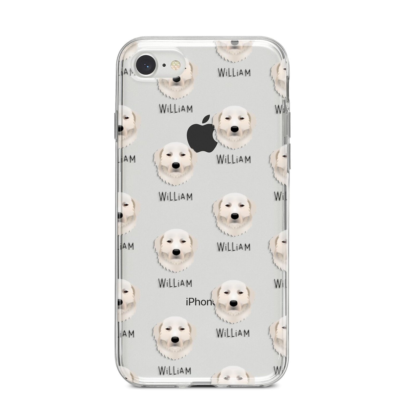 Maremma Sheepdog Icon with Name iPhone 8 Bumper Case on Silver iPhone