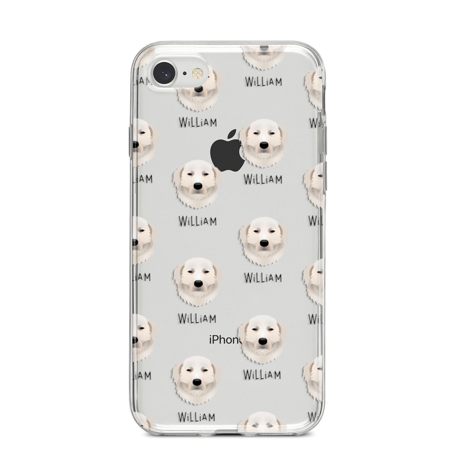 Maremma Sheepdog Icon with Name iPhone 8 Bumper Case on Silver iPhone