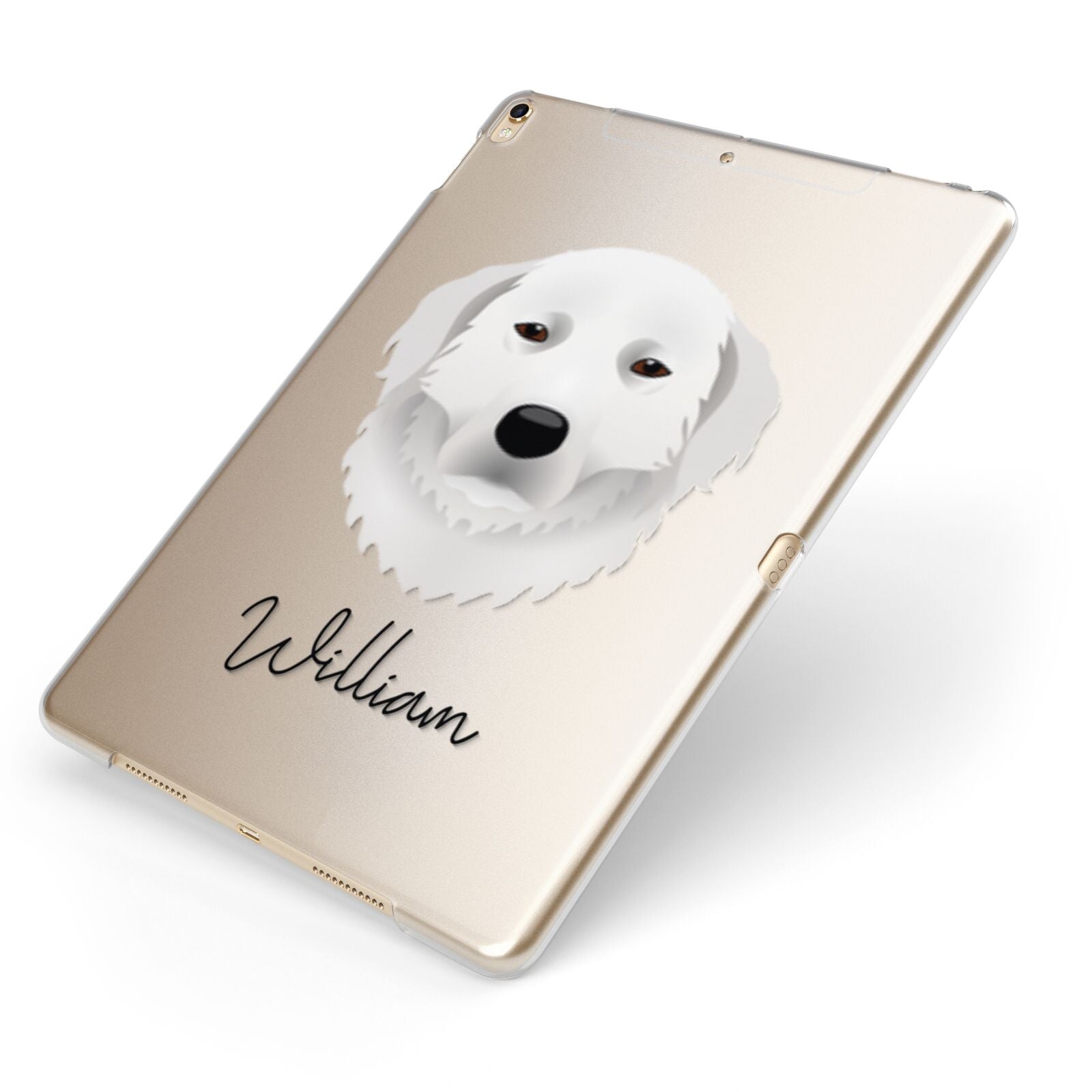 Maremma Sheepdog Personalised Apple iPad Case on Gold iPad Side View