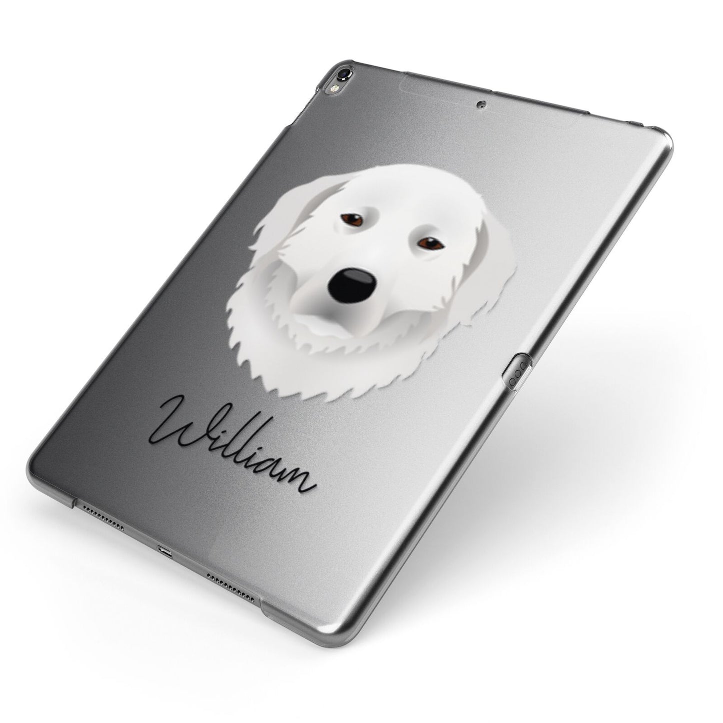 Maremma Sheepdog Personalised Apple iPad Case on Grey iPad Side View