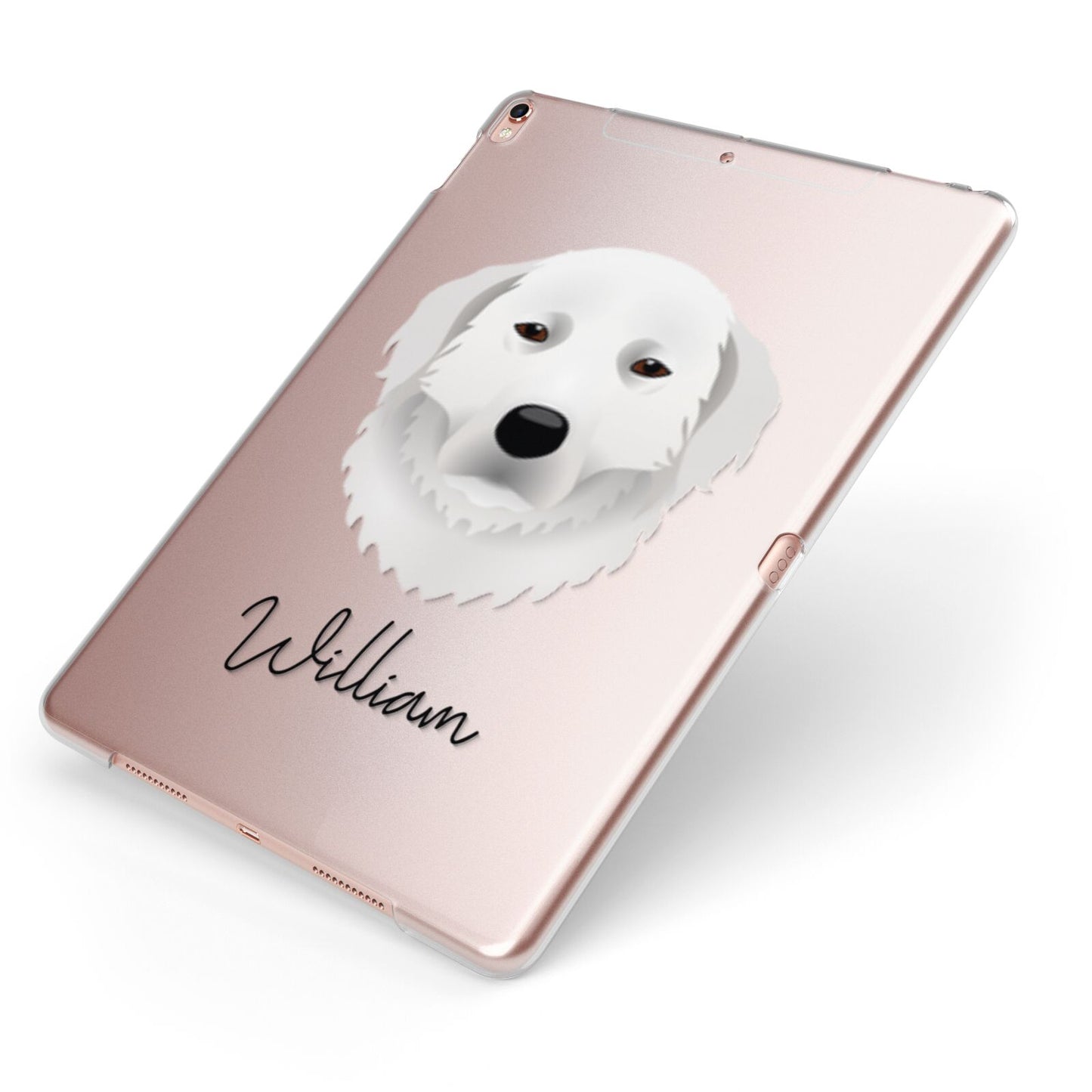 Maremma Sheepdog Personalised Apple iPad Case on Rose Gold iPad Side View