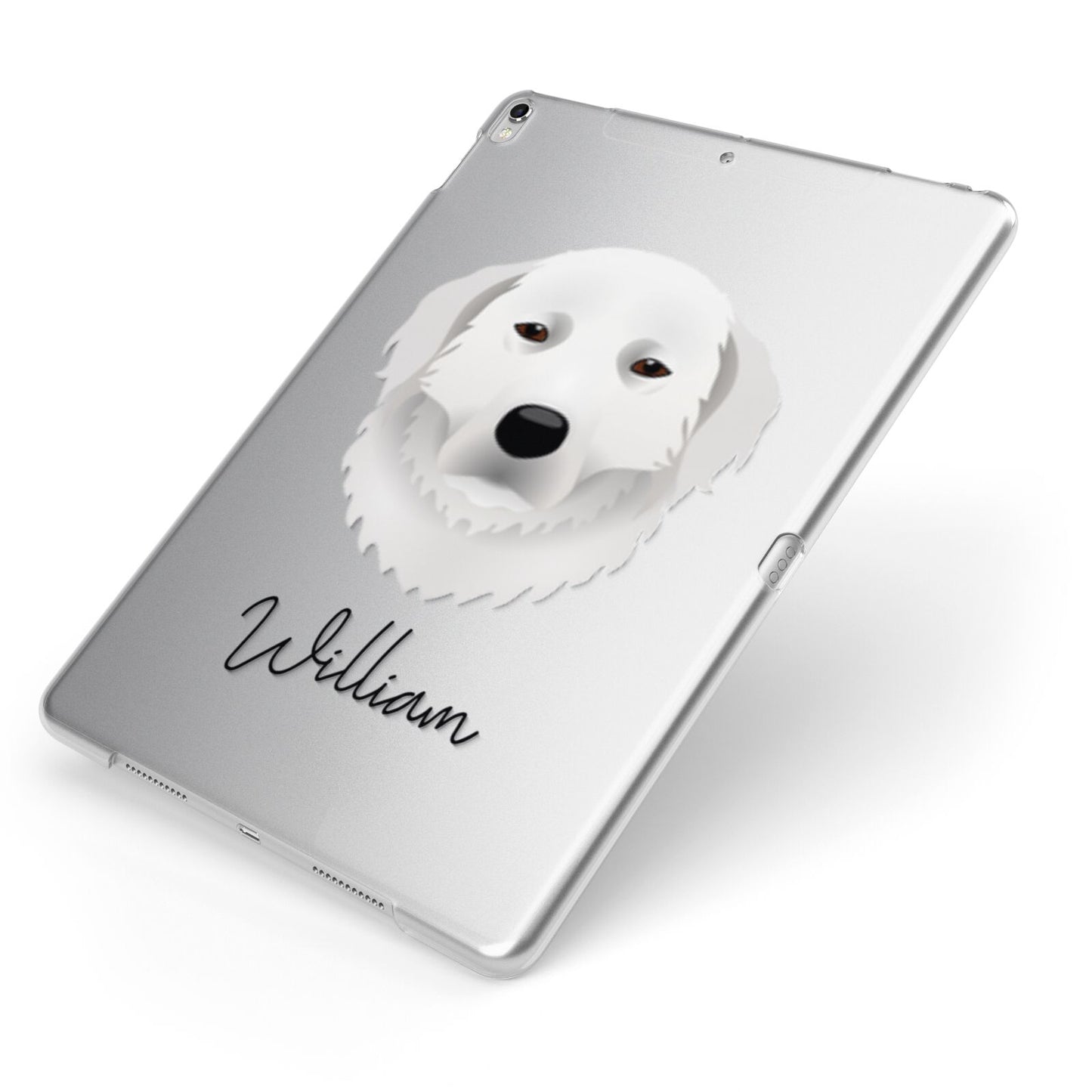 Maremma Sheepdog Personalised Apple iPad Case on Silver iPad Side View