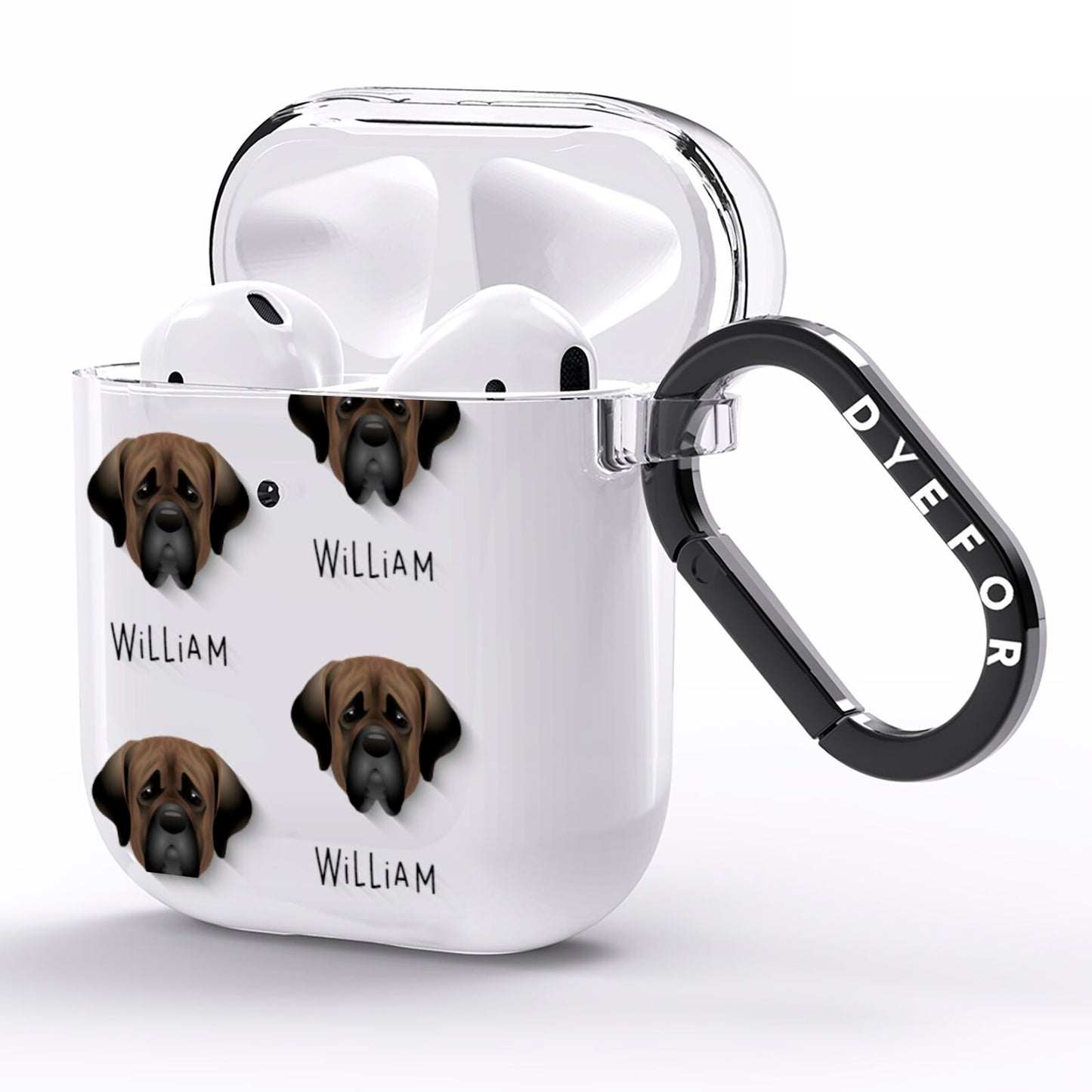 Mastiff Icon with Name AirPods Clear Case Side Image