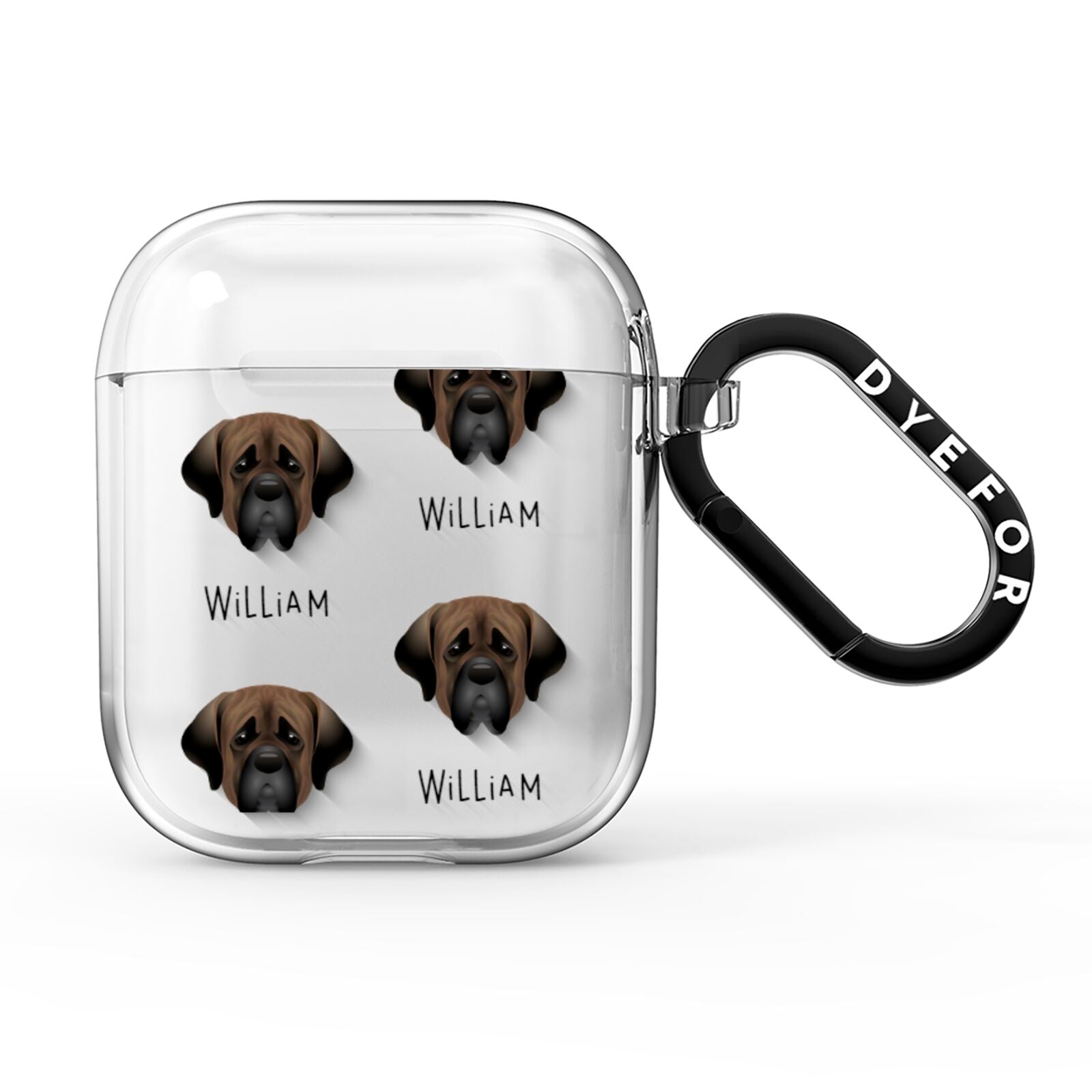 Mastiff Icon with Name AirPods Clear Case