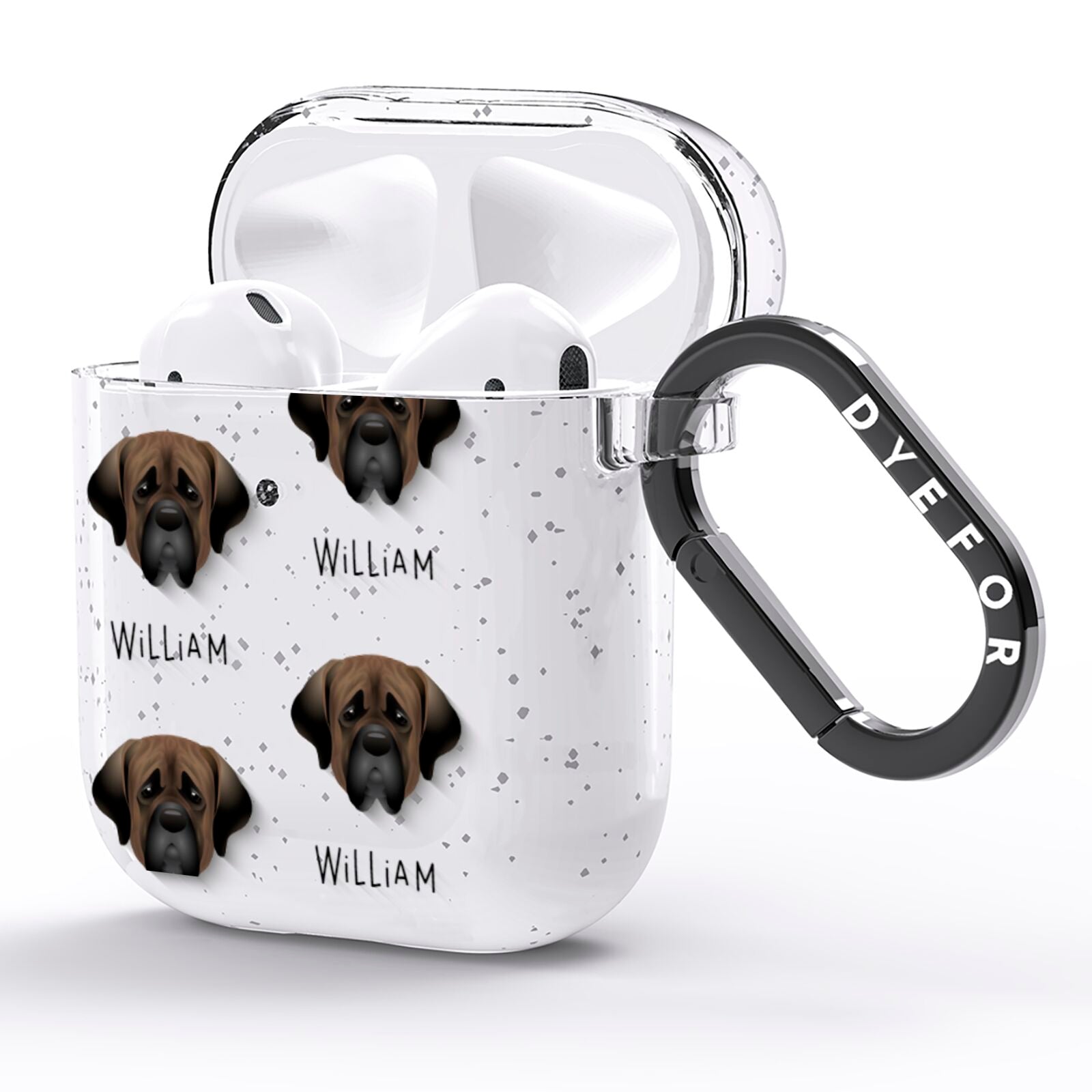 Mastiff Icon with Name AirPods Glitter Case Side Image