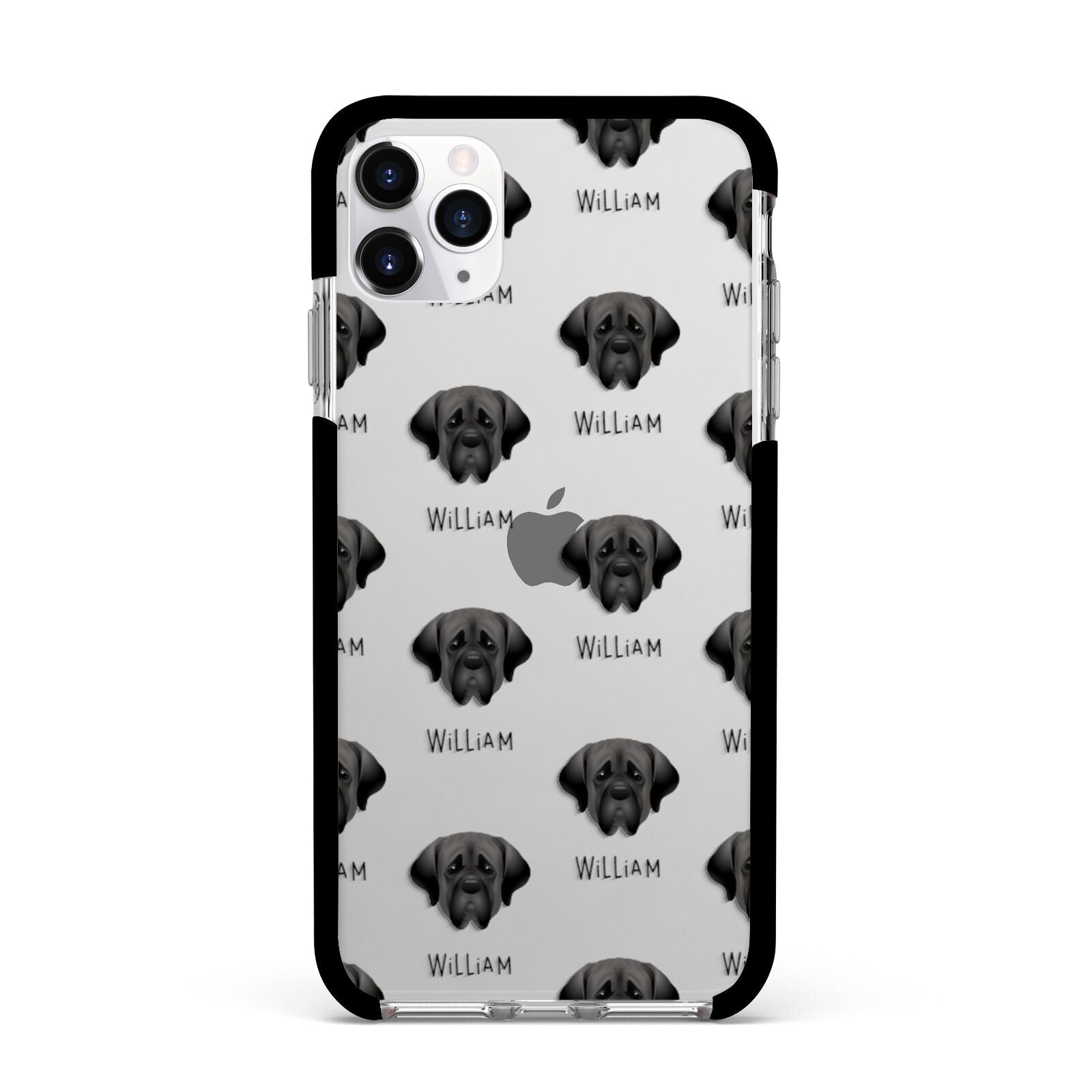 Mastiff Icon with Name Apple iPhone 11 Pro Max in Silver with Black Impact Case