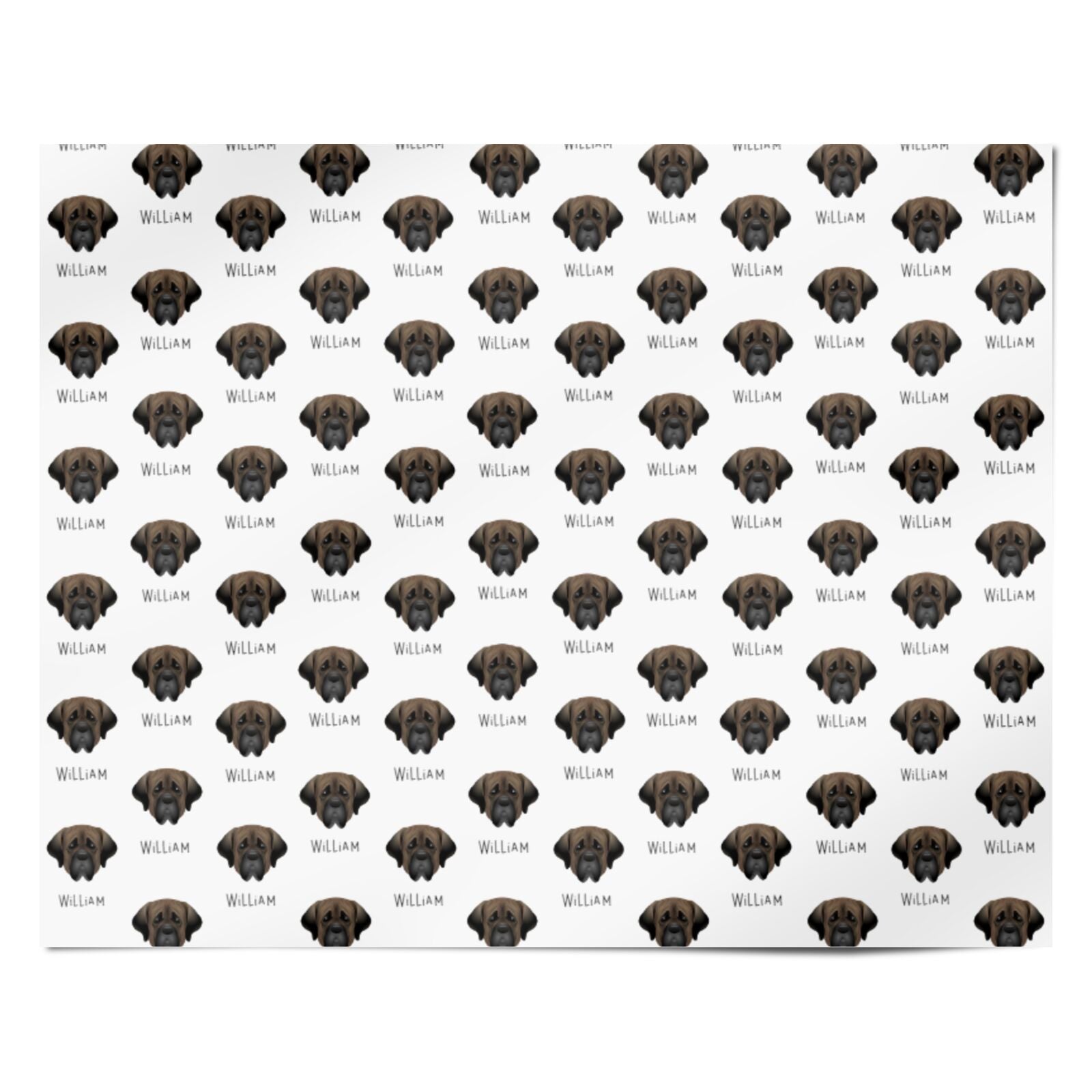 Mastiff Icon with Name Personalised Wrapping Paper Alternative