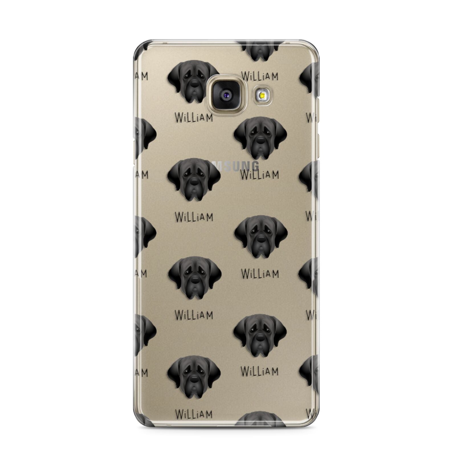 Mastiff Icon with Name Samsung Galaxy A3 2016 Case on gold phone