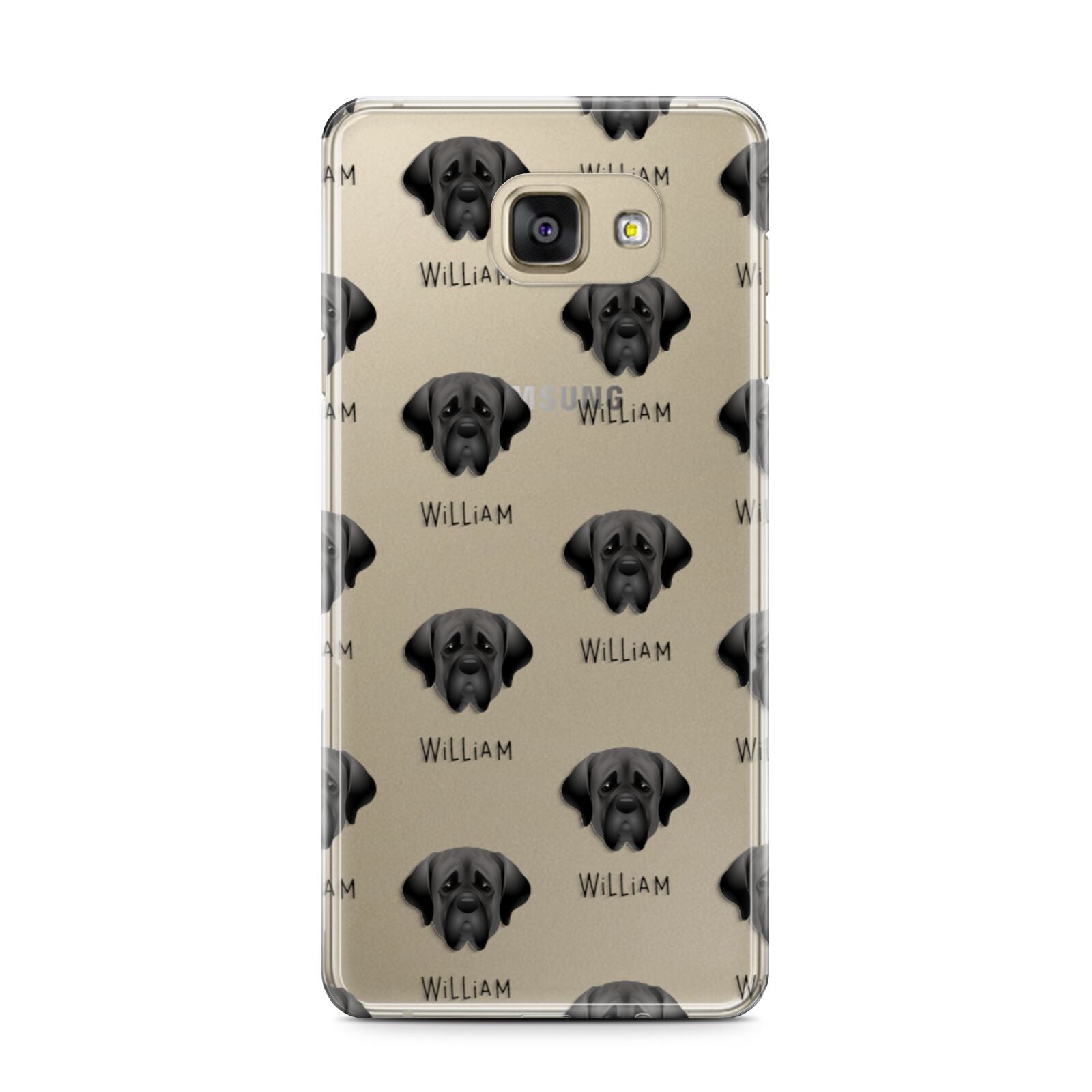 Mastiff Icon with Name Samsung Galaxy A7 2016 Case on gold phone