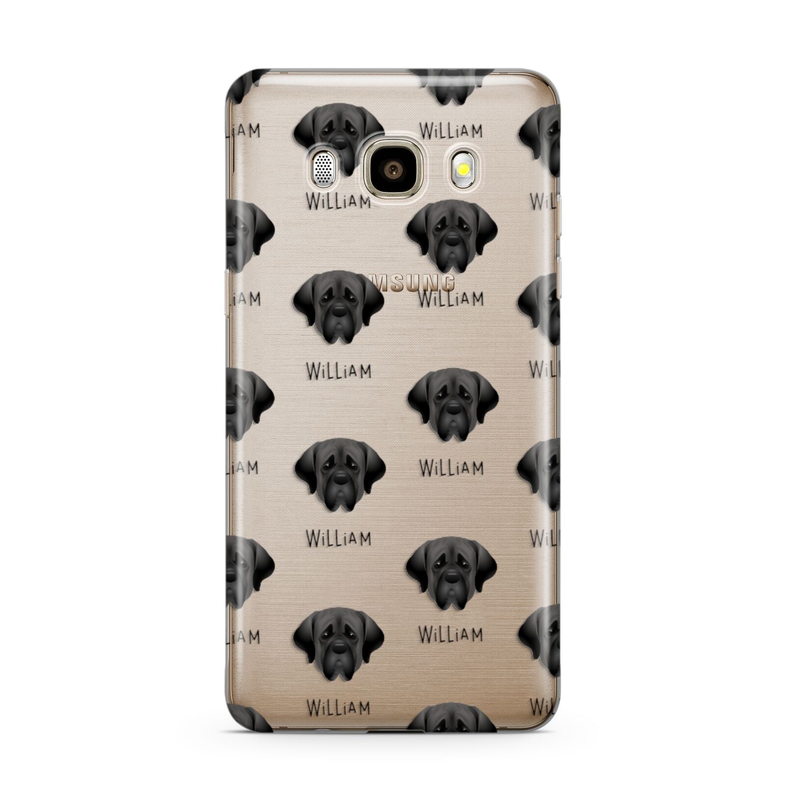 Mastiff Icon with Name Samsung Galaxy J7 2016 Case on gold phone
