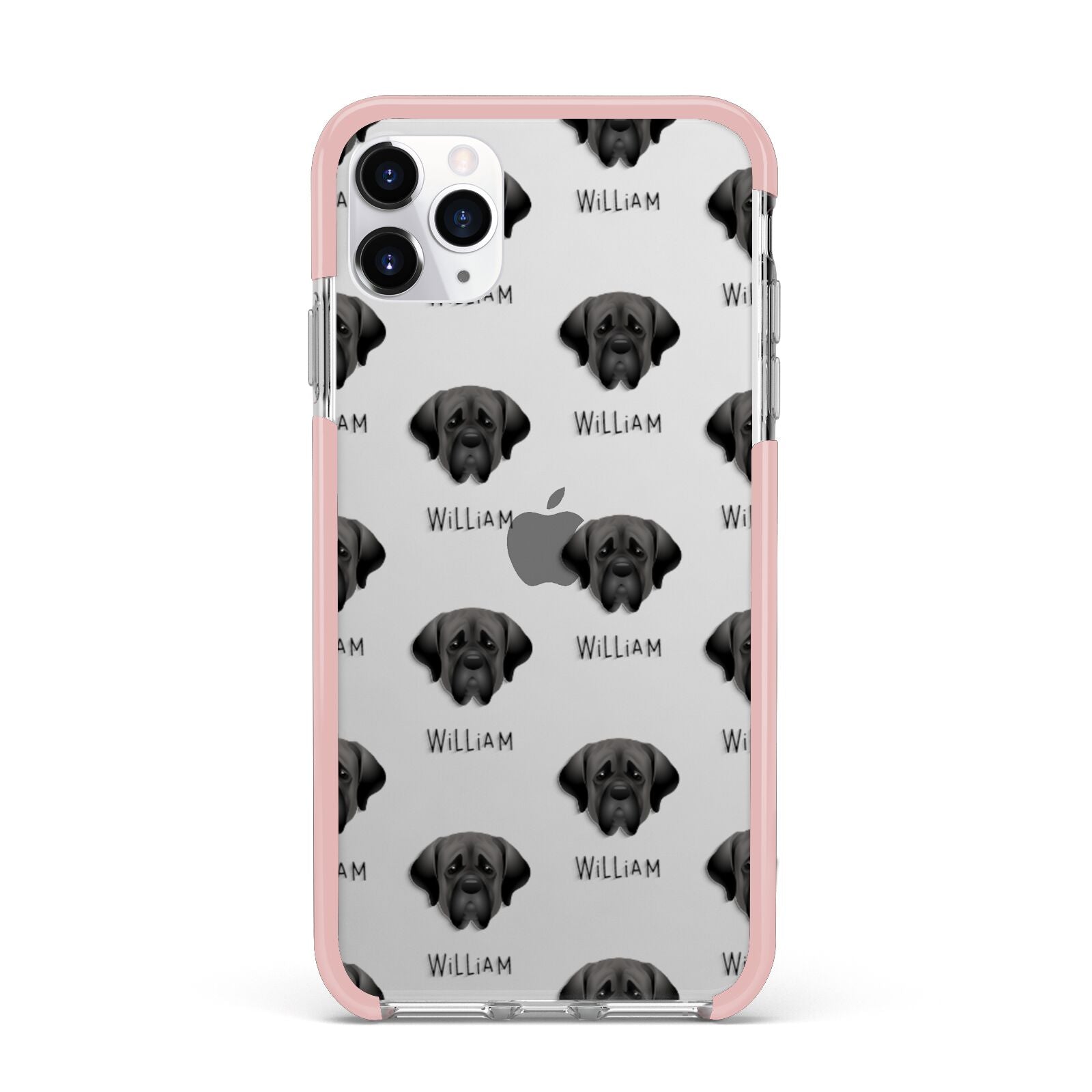 Mastiff Icon with Name iPhone 11 Pro Max Impact Pink Edge Case