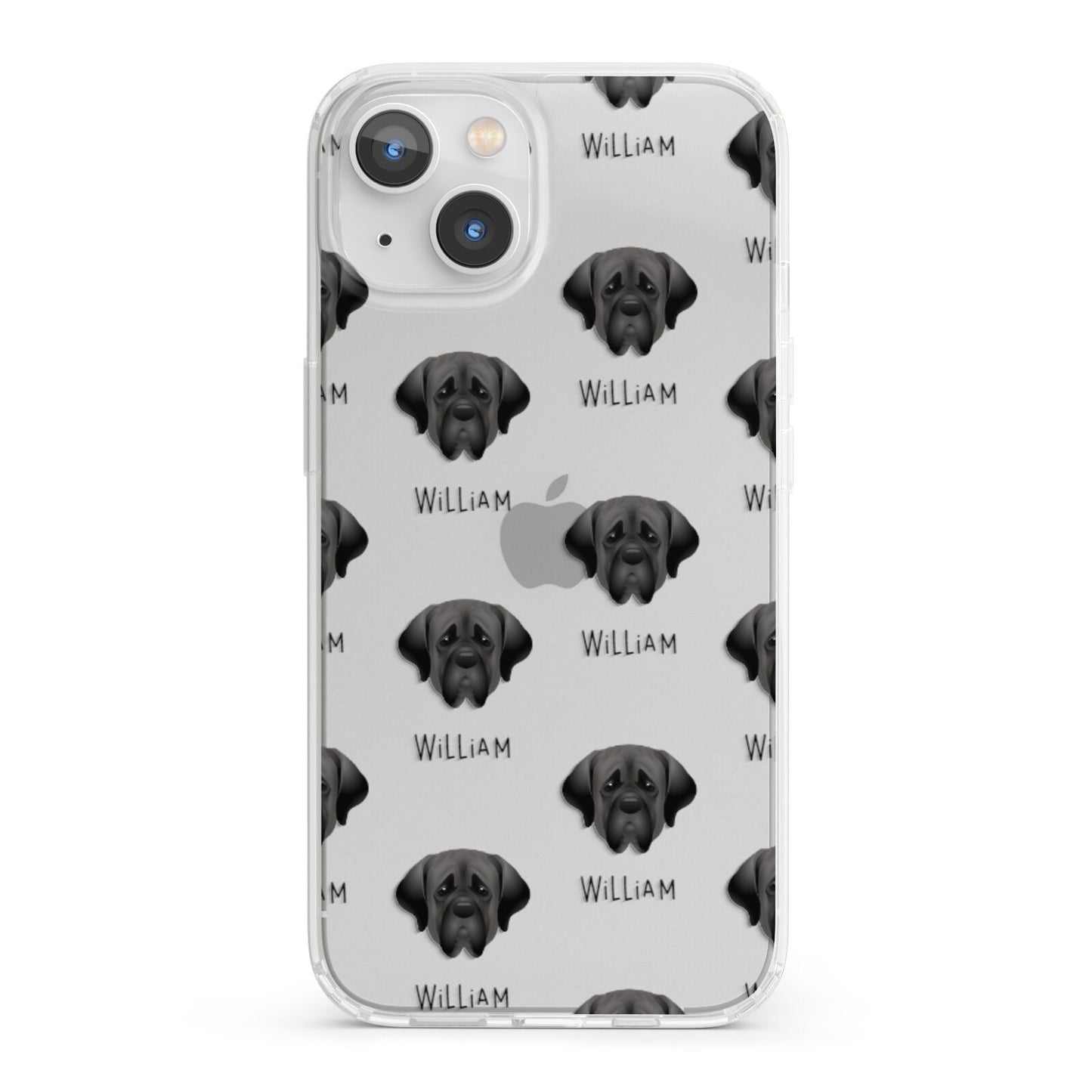 Mastiff Icon with Name iPhone 13 Clear Bumper Case