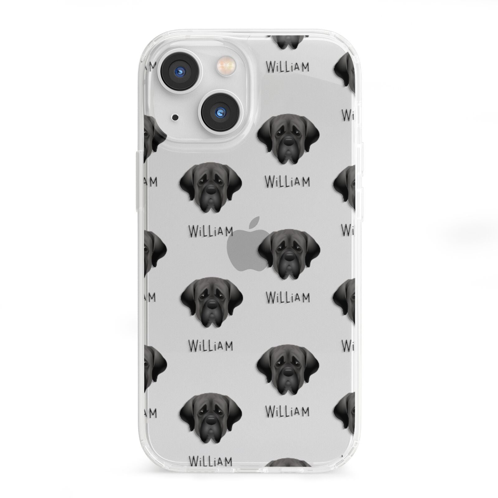 Mastiff Icon with Name iPhone 13 Mini Clear Bumper Case