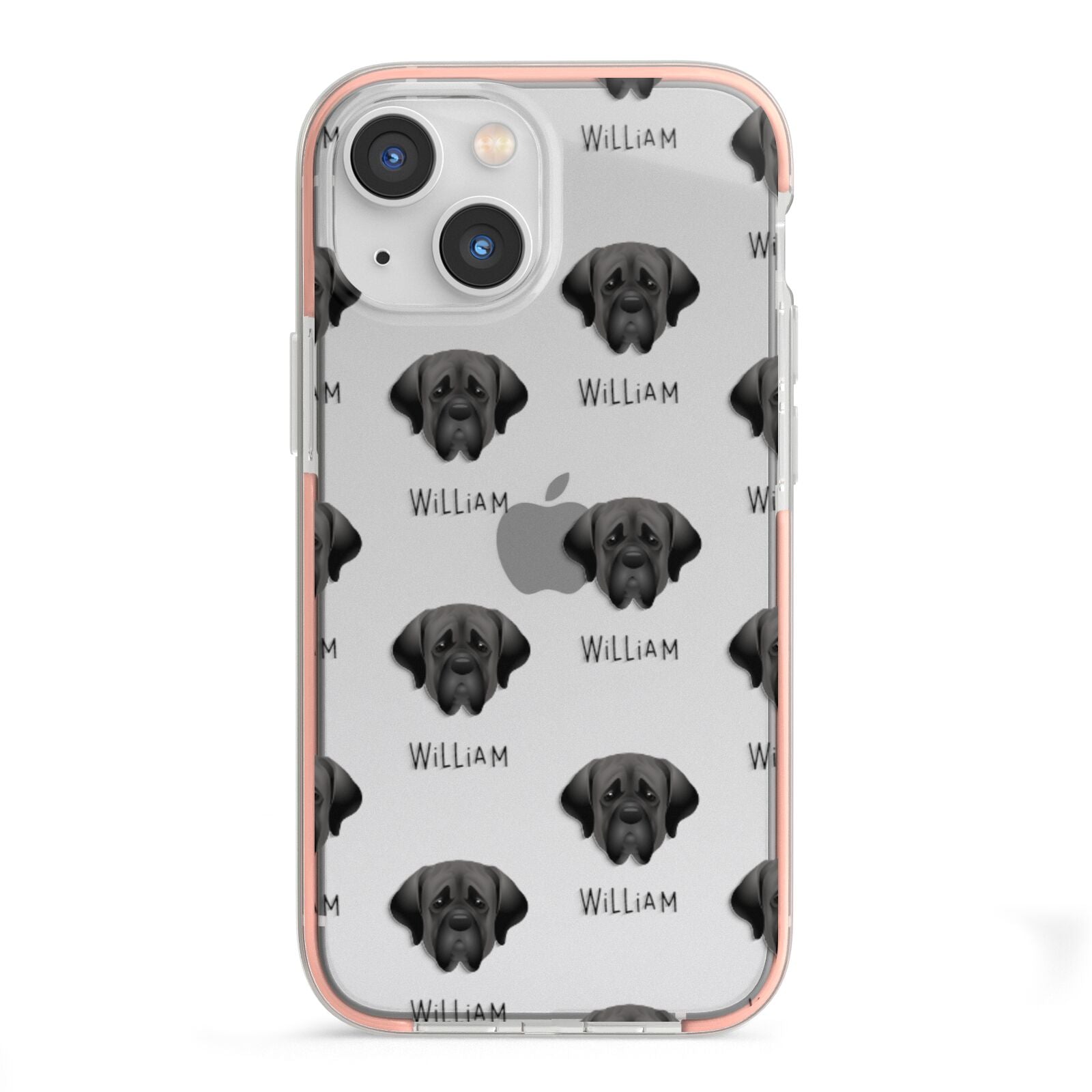 Mastiff Icon with Name iPhone 13 Mini TPU Impact Case with Pink Edges
