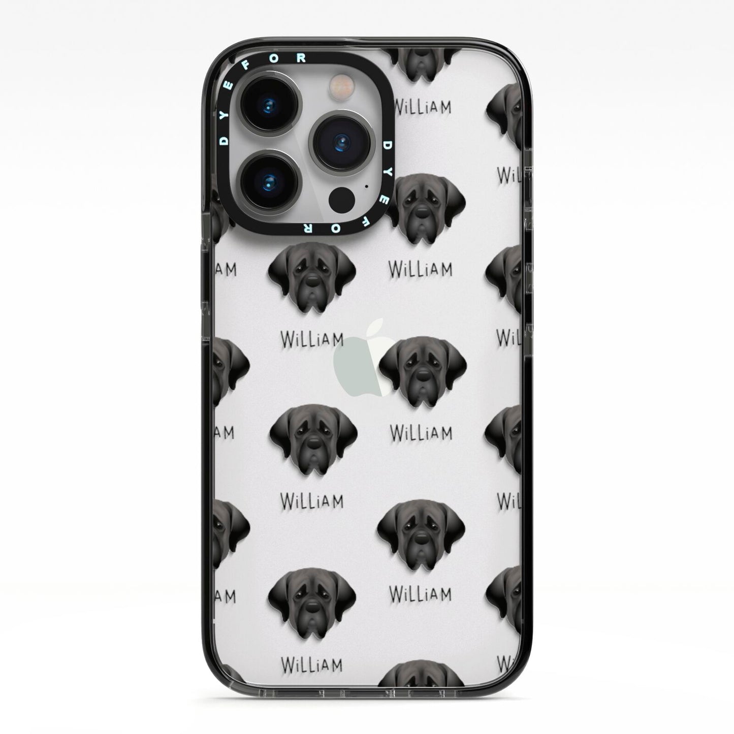 Mastiff Icon with Name iPhone 13 Pro Black Impact Case on Silver phone