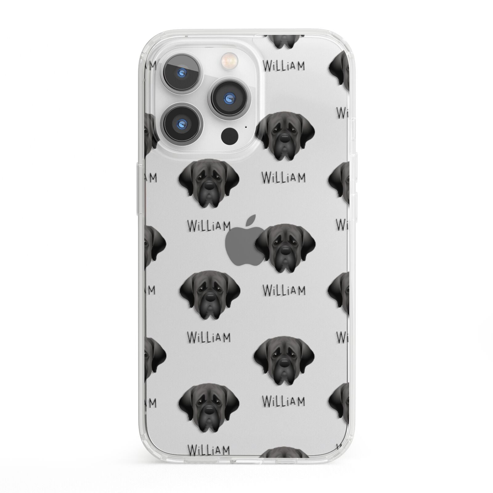 Mastiff Icon with Name iPhone 13 Pro Clear Bumper Case