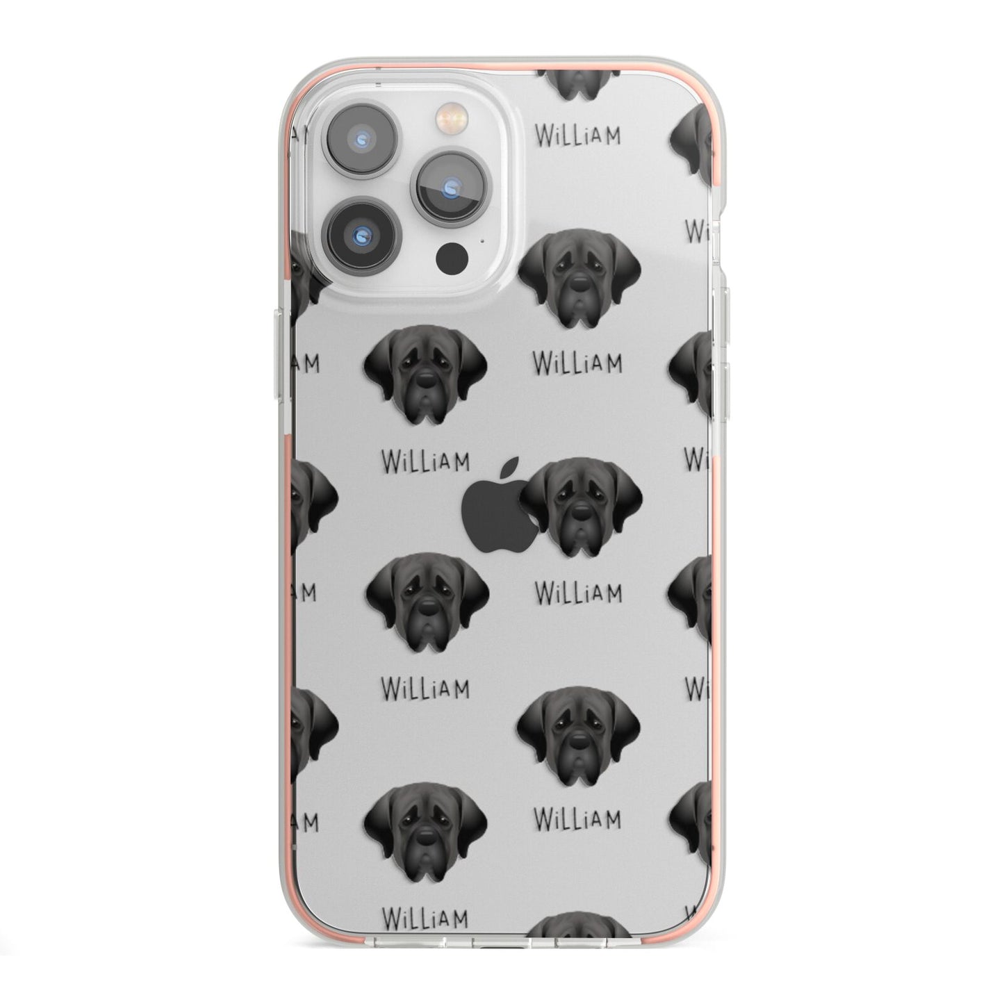 Mastiff Icon with Name iPhone 13 Pro Max TPU Impact Case with Pink Edges