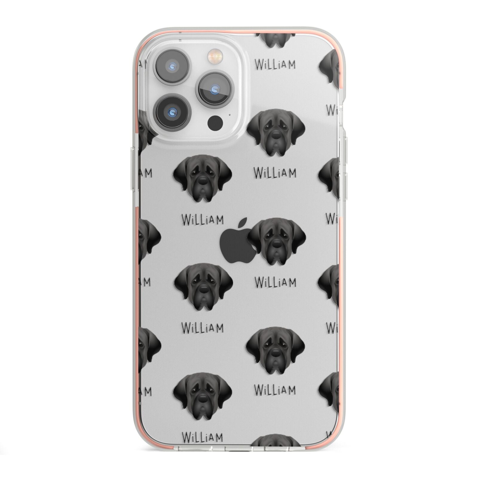 Mastiff Icon with Name iPhone 13 Pro Max TPU Impact Case with Pink Edges