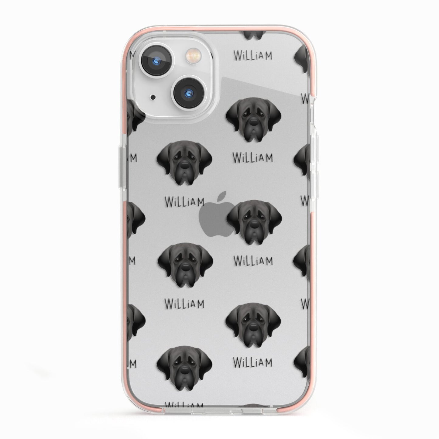 Mastiff Icon with Name iPhone 13 TPU Impact Case with Pink Edges
