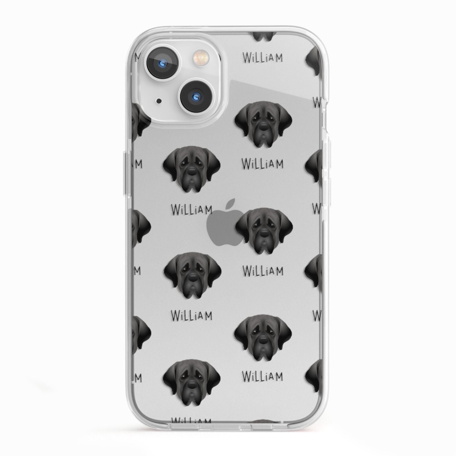 Mastiff Icon with Name iPhone 13 TPU Impact Case with White Edges
