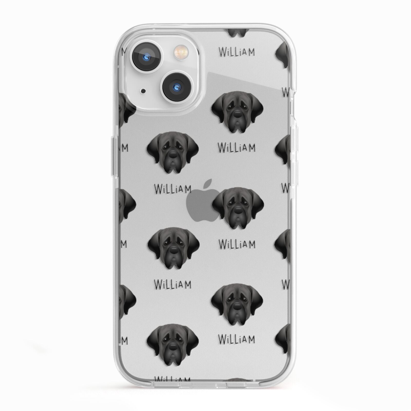Mastiff Icon with Name iPhone 13 TPU Impact Case with White Edges