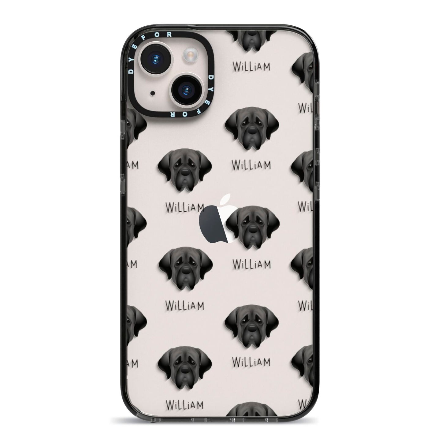 Mastiff Icon with Name iPhone 14 Plus Black Impact Case on Silver phone