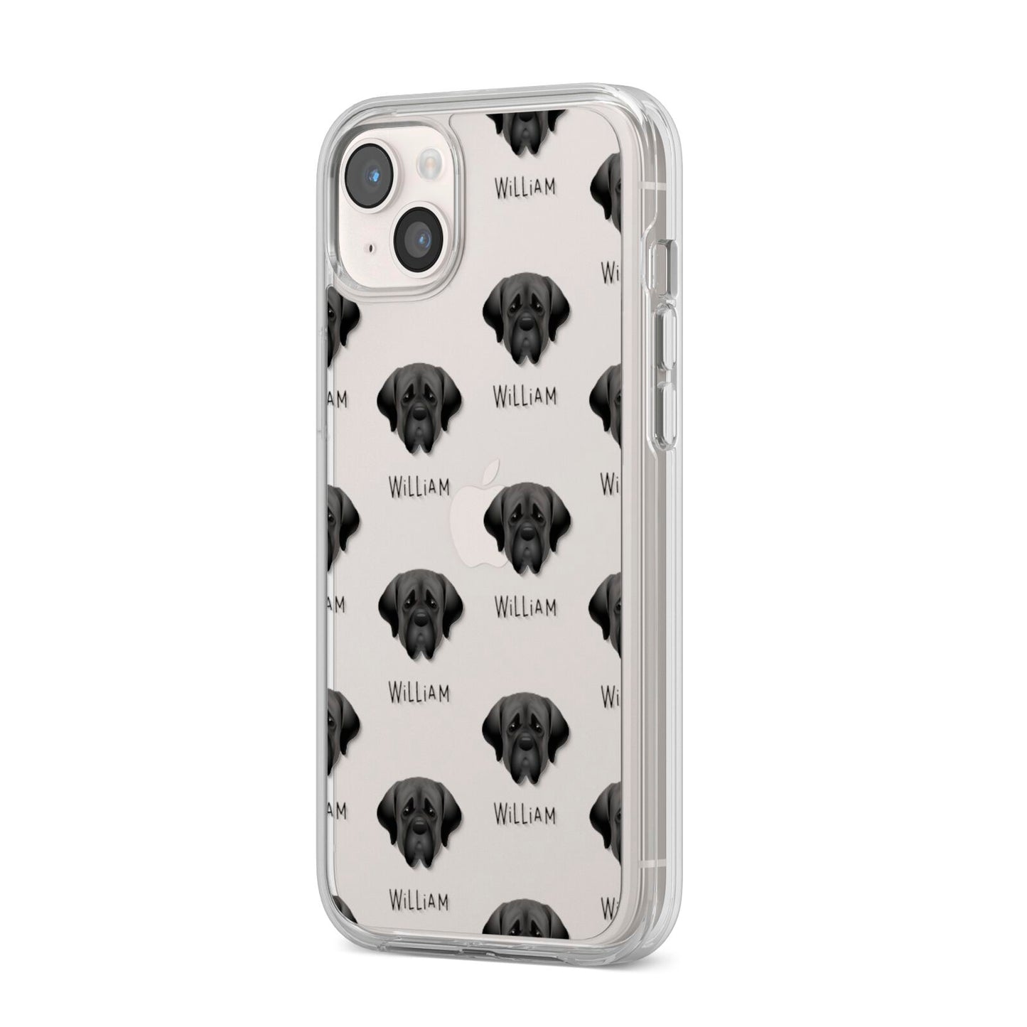 Mastiff Icon with Name iPhone 14 Plus Clear Tough Case Starlight Angled Image