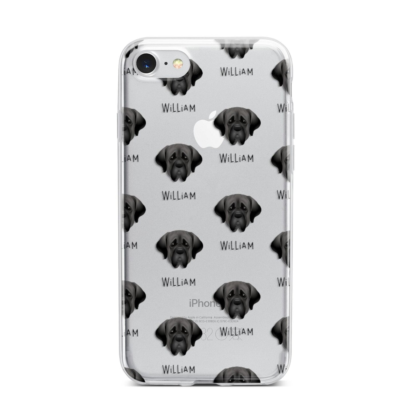 Mastiff Icon with Name iPhone 7 Bumper Case on Silver iPhone