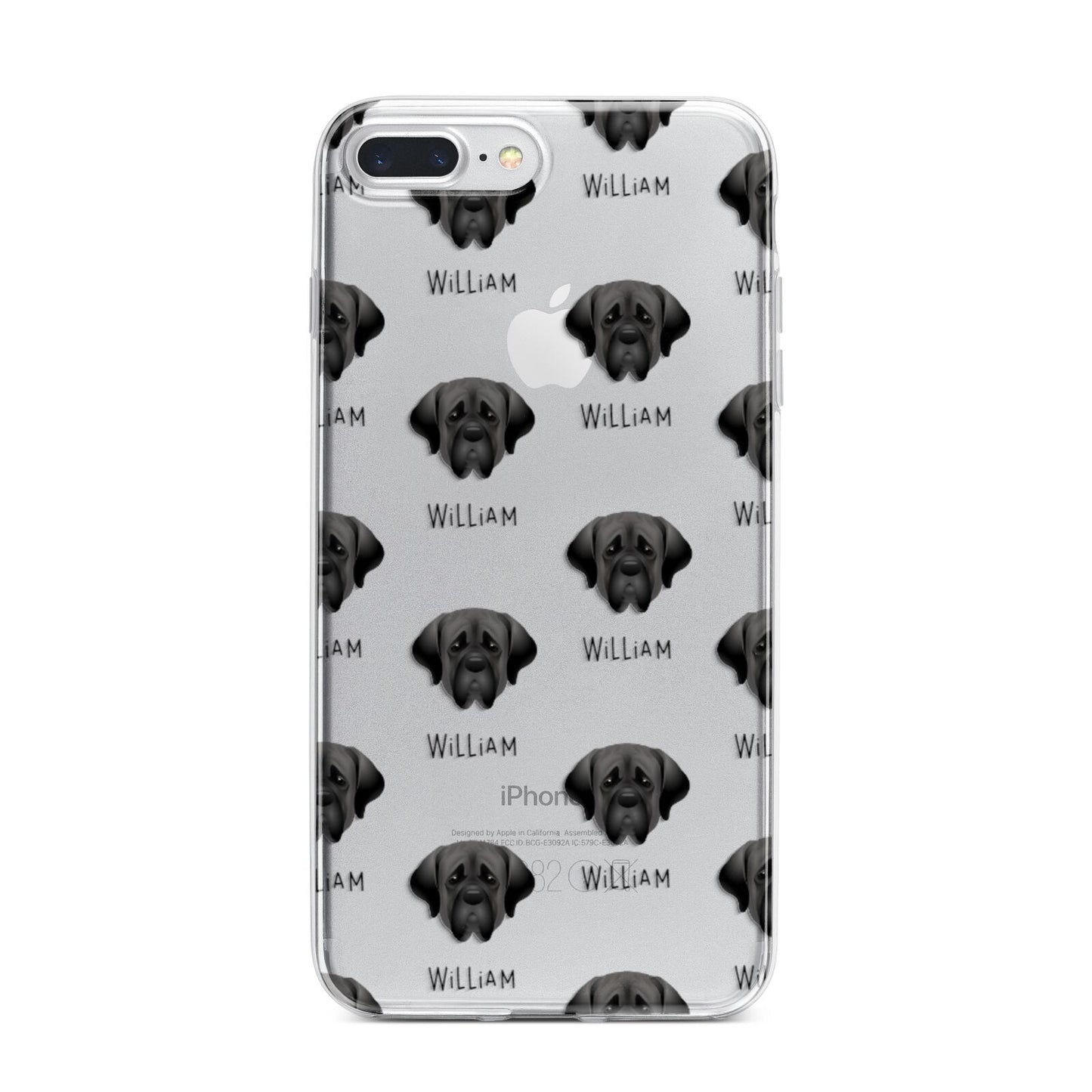 Mastiff Icon with Name iPhone 7 Plus Bumper Case on Silver iPhone