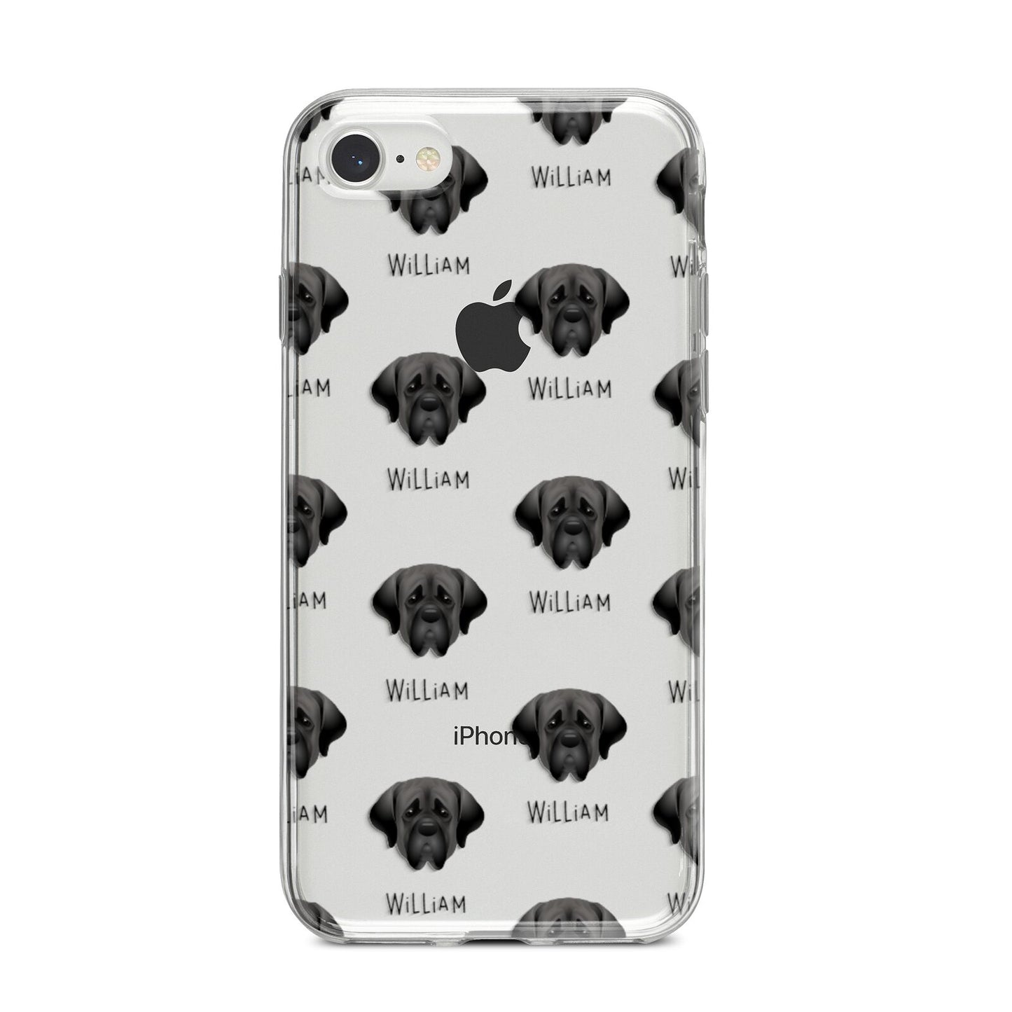 Mastiff Icon with Name iPhone 8 Bumper Case on Silver iPhone