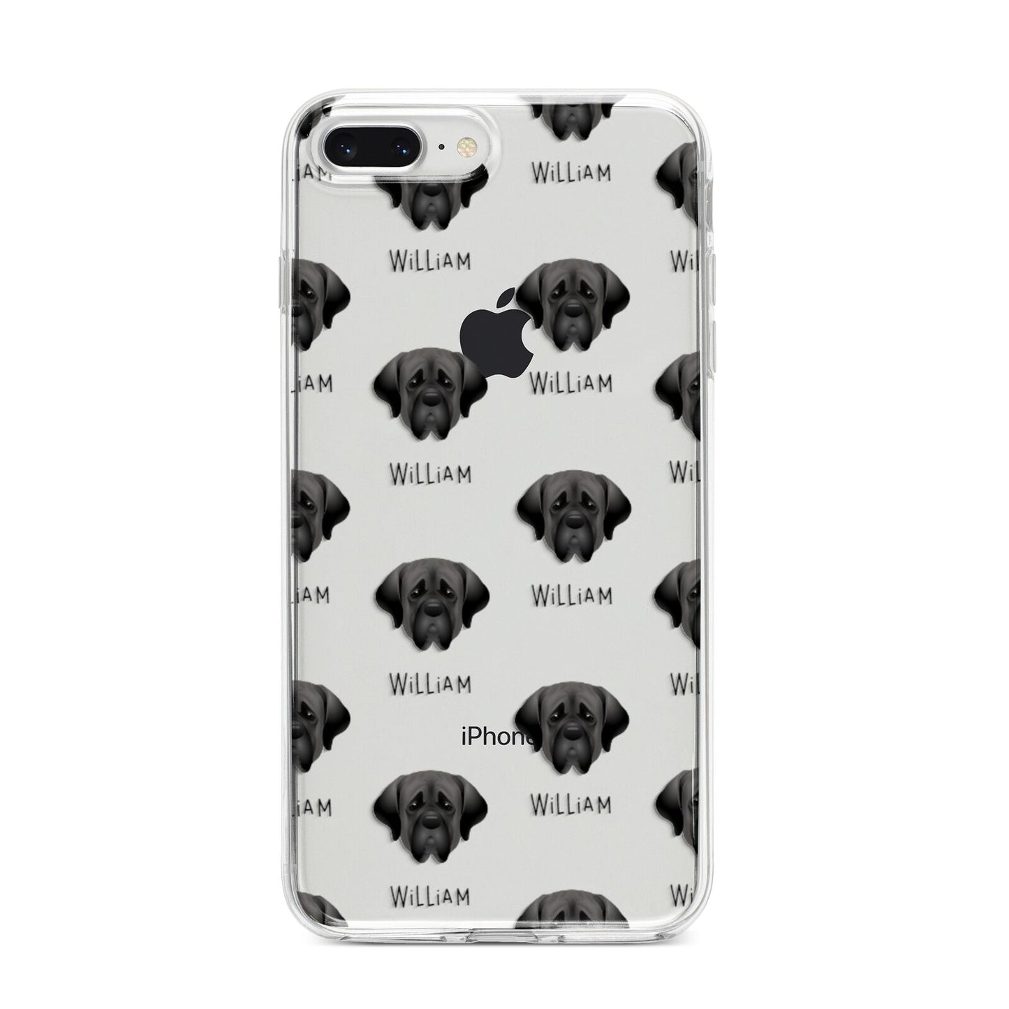 Mastiff Icon with Name iPhone 8 Plus Bumper Case on Silver iPhone