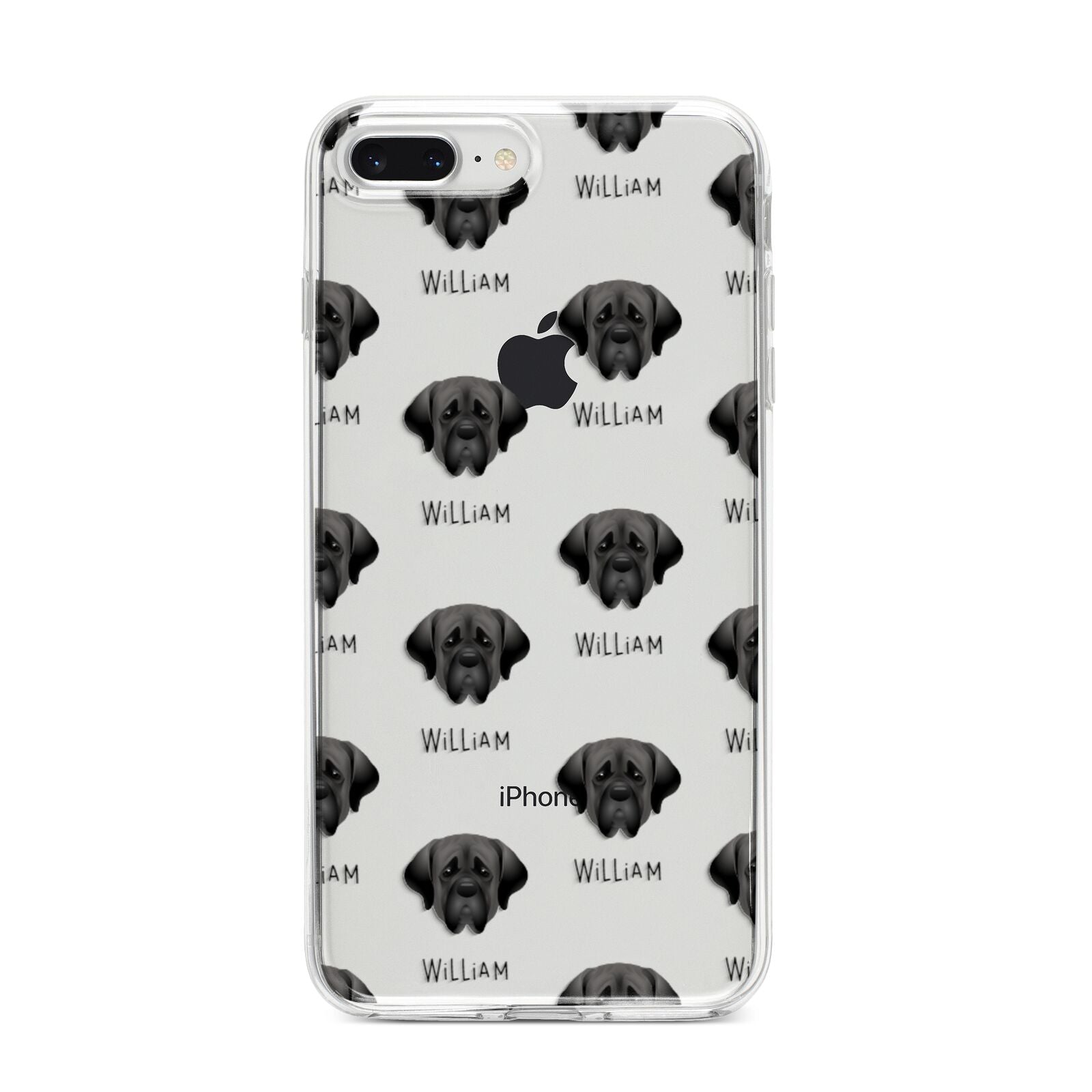 Mastiff Icon with Name iPhone 8 Plus Bumper Case on Silver iPhone
