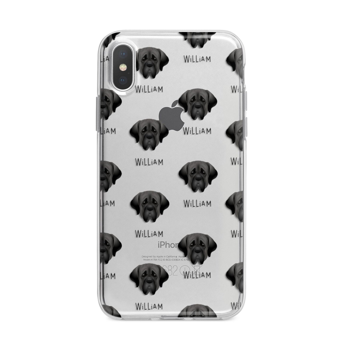 Mastiff Icon with Name iPhone X Bumper Case on Silver iPhone Alternative Image 1