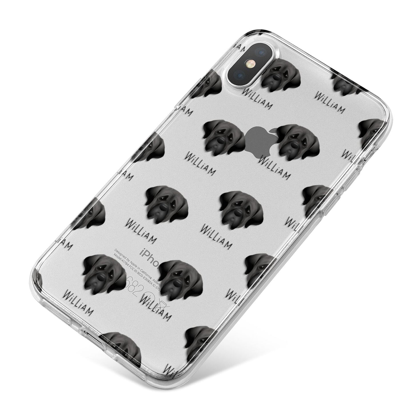 Mastiff Icon with Name iPhone X Bumper Case on Silver iPhone