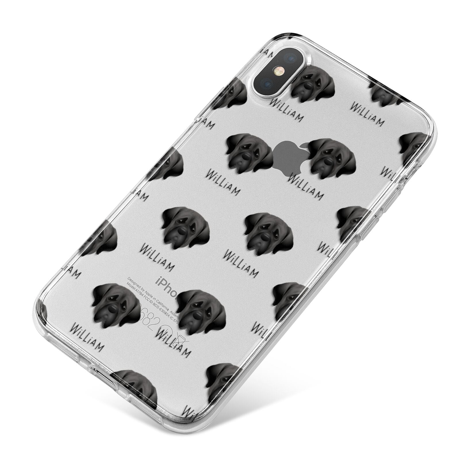 Mastiff Icon with Name iPhone X Bumper Case on Silver iPhone