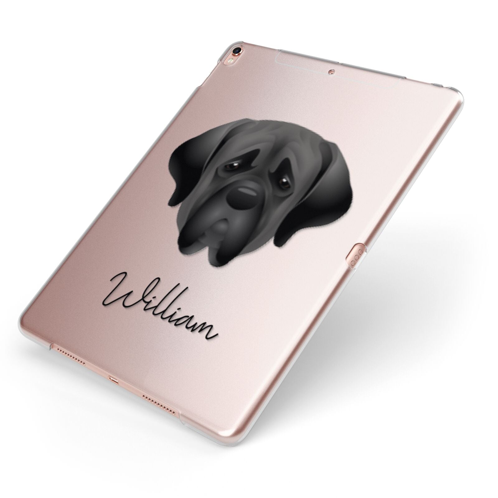 Mastiff Personalised Apple iPad Case on Rose Gold iPad Side View