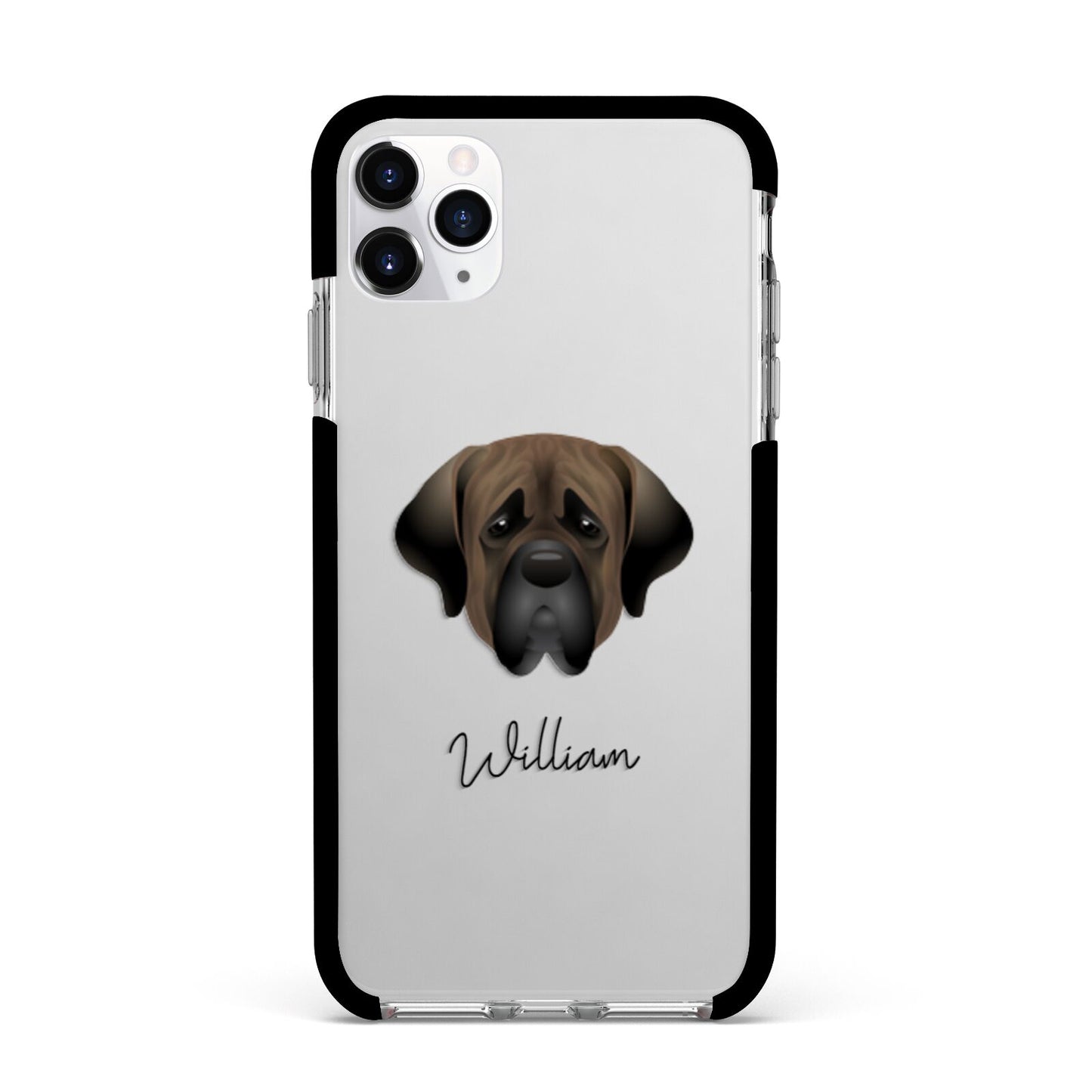 Mastiff Personalised Apple iPhone 11 Pro Max in Silver with Black Impact Case