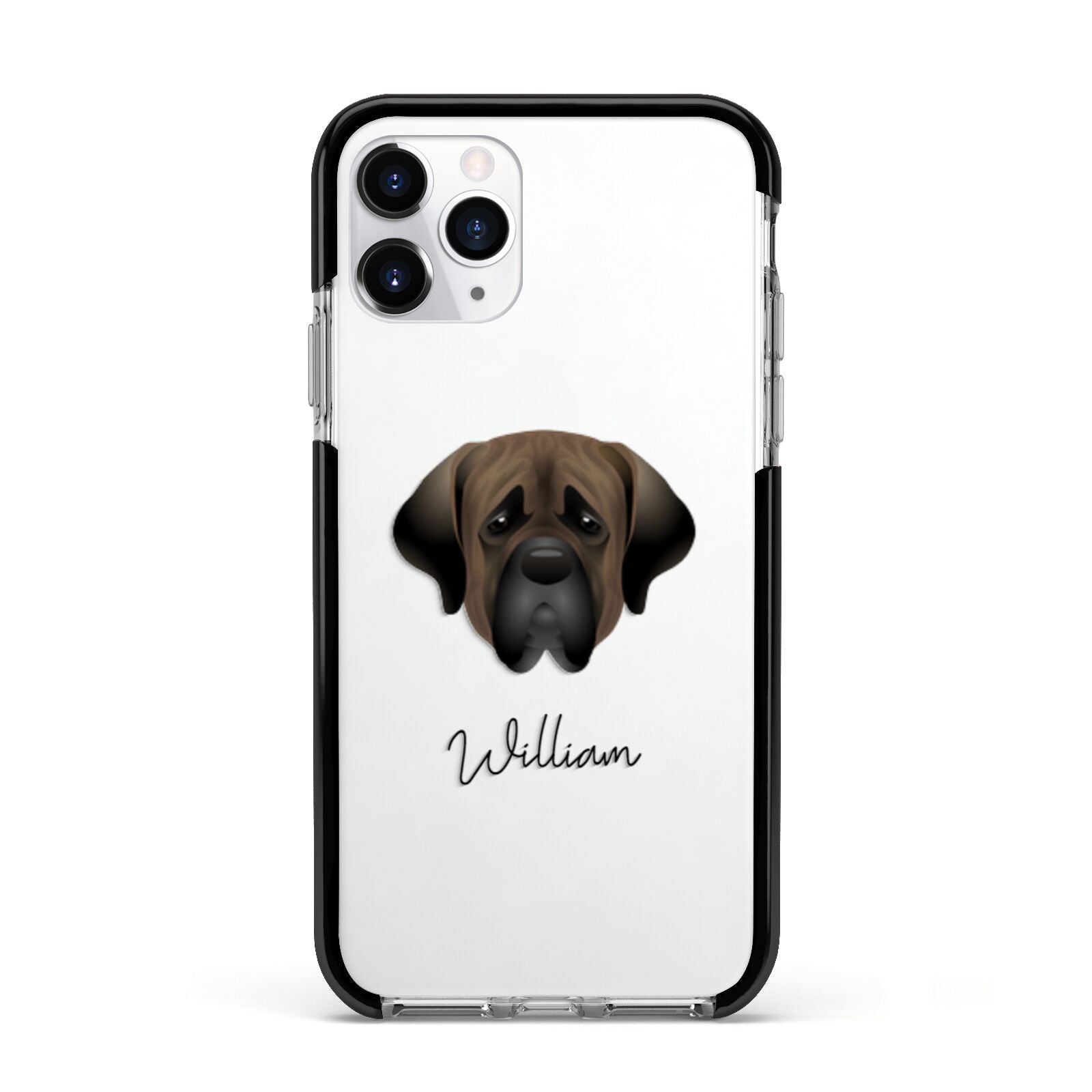Mastiff Personalised Apple iPhone 11 Pro in Silver with Black Impact Case