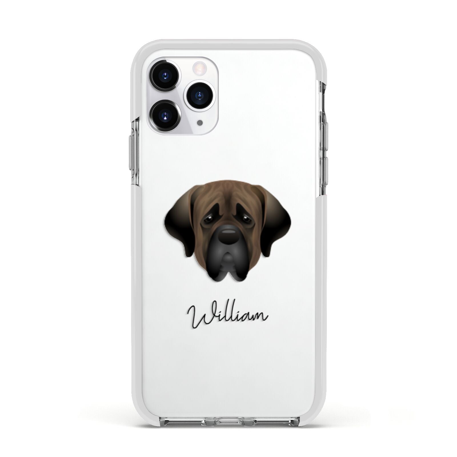 Mastiff Personalised Apple iPhone 11 Pro in Silver with White Impact Case