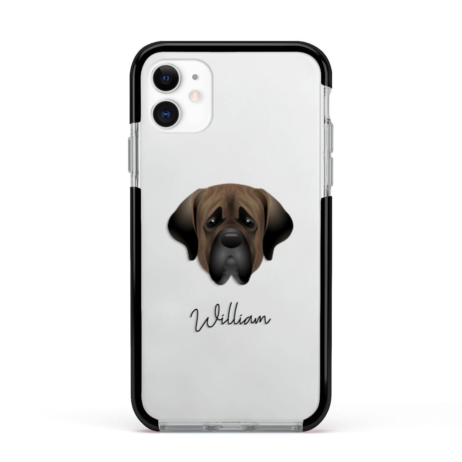 Mastiff Personalised Apple iPhone 11 in White with Black Impact Case