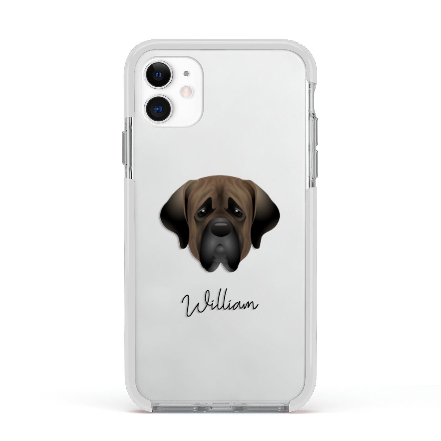 Mastiff Personalised Apple iPhone 11 in White with White Impact Case