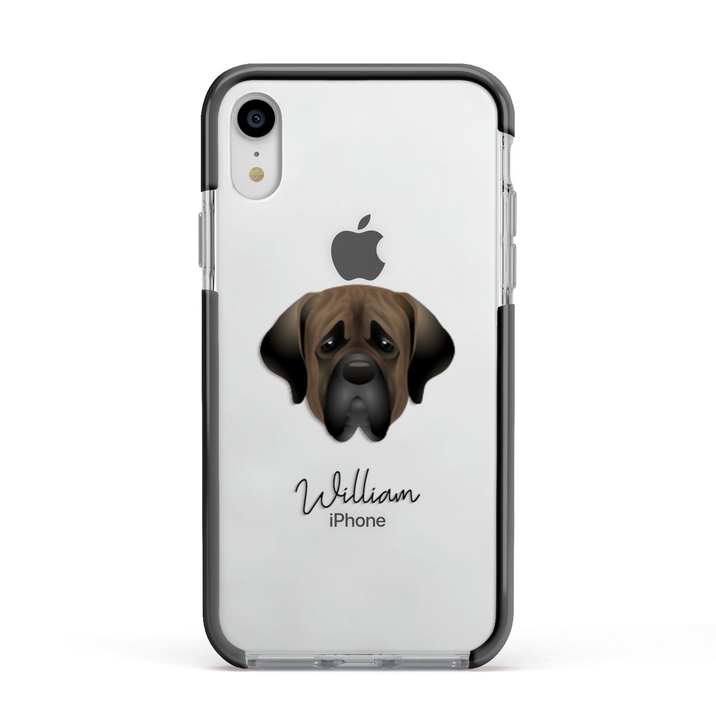 Mastiff Personalised Apple iPhone XR Impact Case Black Edge on Silver Phone