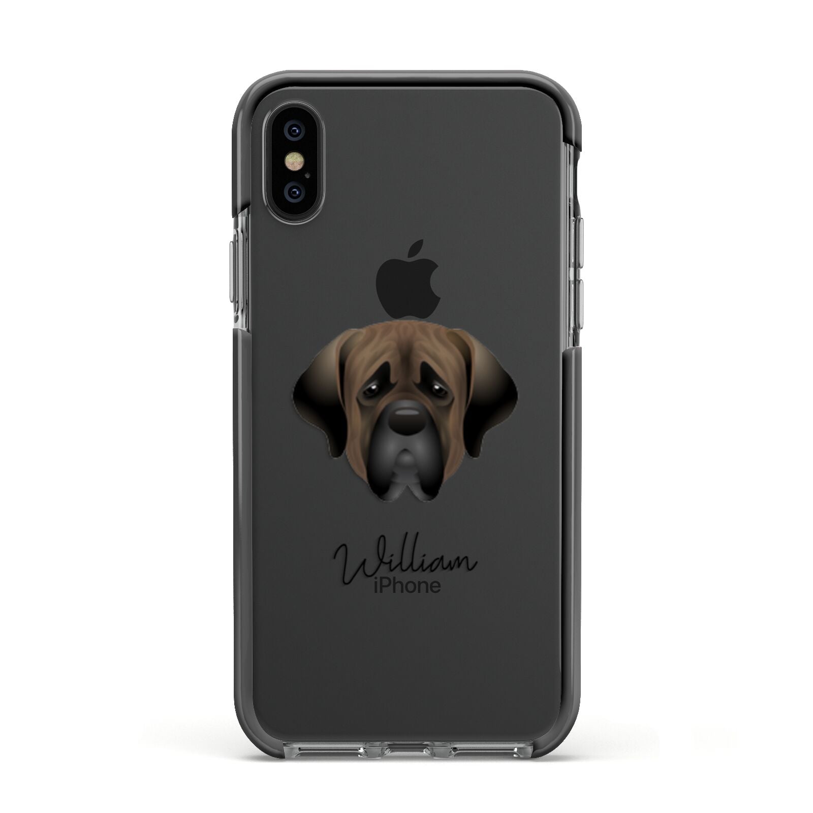 Mastiff Personalised Apple iPhone Xs Impact Case Black Edge on Black Phone