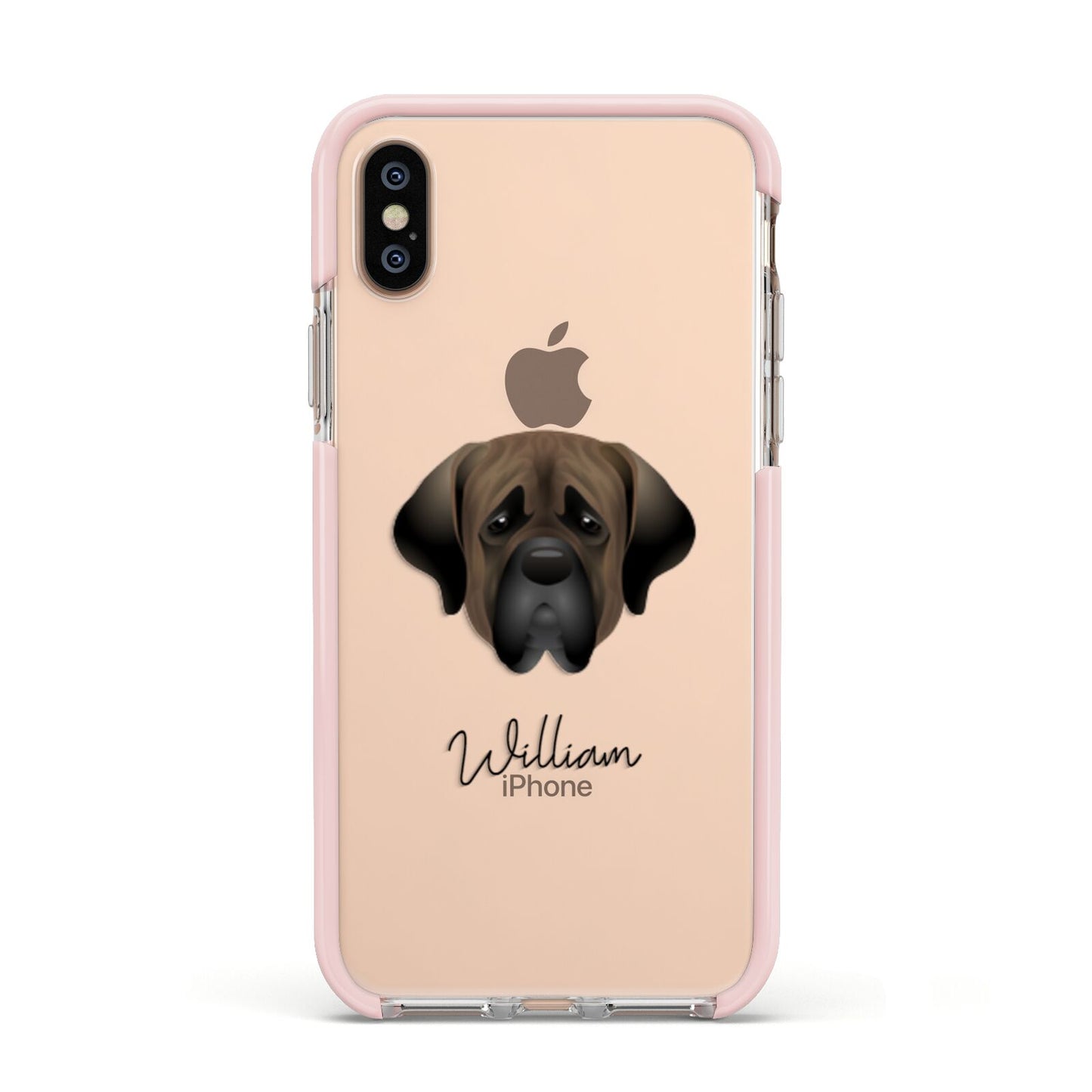 Mastiff Personalised Apple iPhone Xs Impact Case Pink Edge on Gold Phone