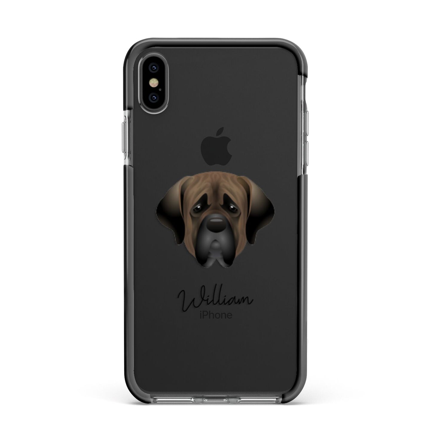 Mastiff Personalised Apple iPhone Xs Max Impact Case Black Edge on Black Phone