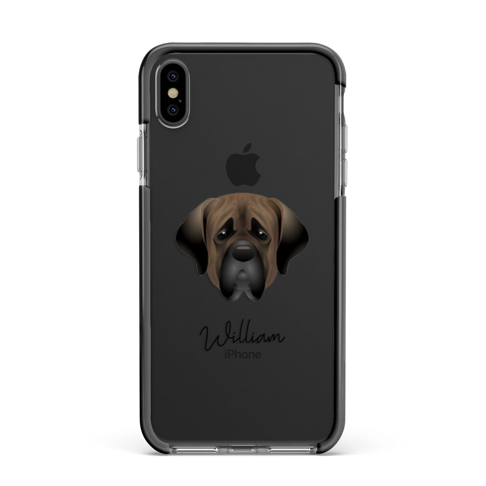 Mastiff Personalised Apple iPhone Xs Max Impact Case Black Edge on Black Phone