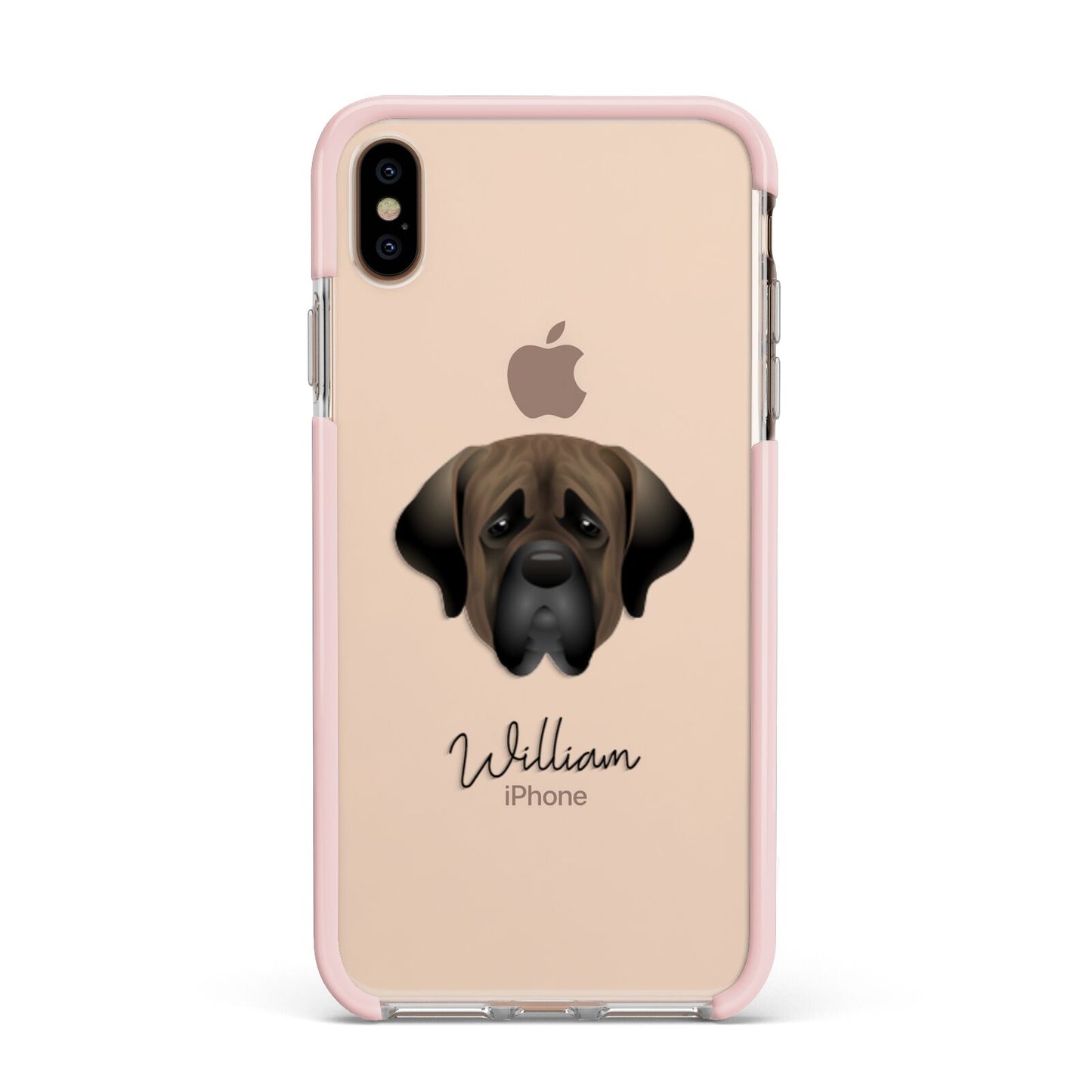 Mastiff Personalised Apple iPhone Xs Max Impact Case Pink Edge on Gold Phone