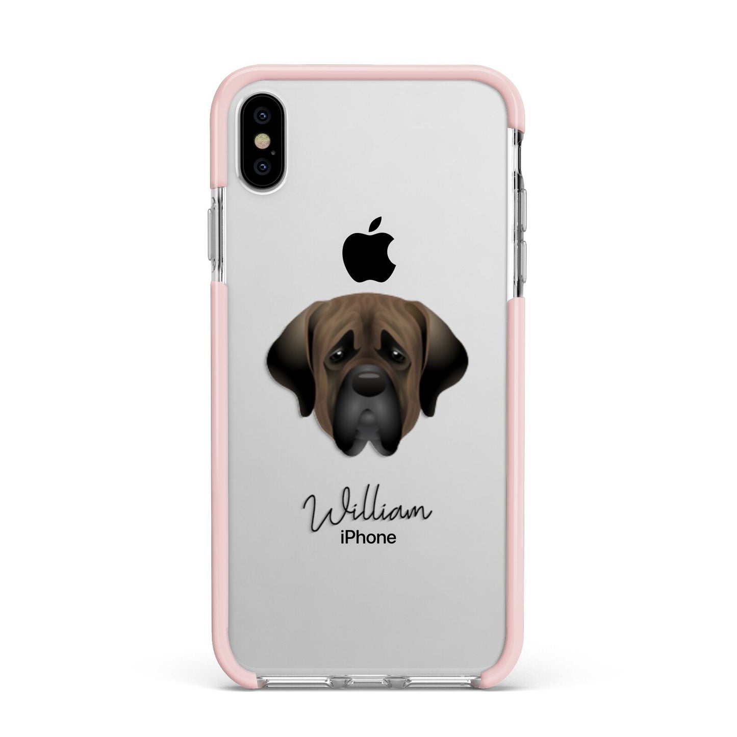 Mastiff Personalised Apple iPhone Xs Max Impact Case Pink Edge on Silver Phone