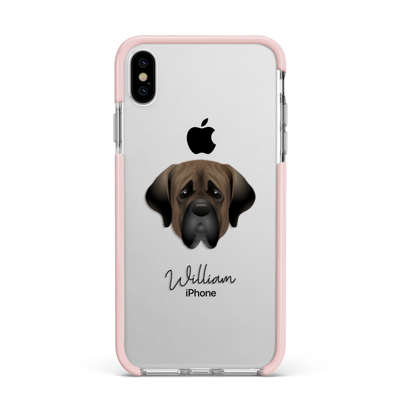 Mastiff Personalised Apple iPhone Xs Max Impact Case Pink Edge on Silver Phone