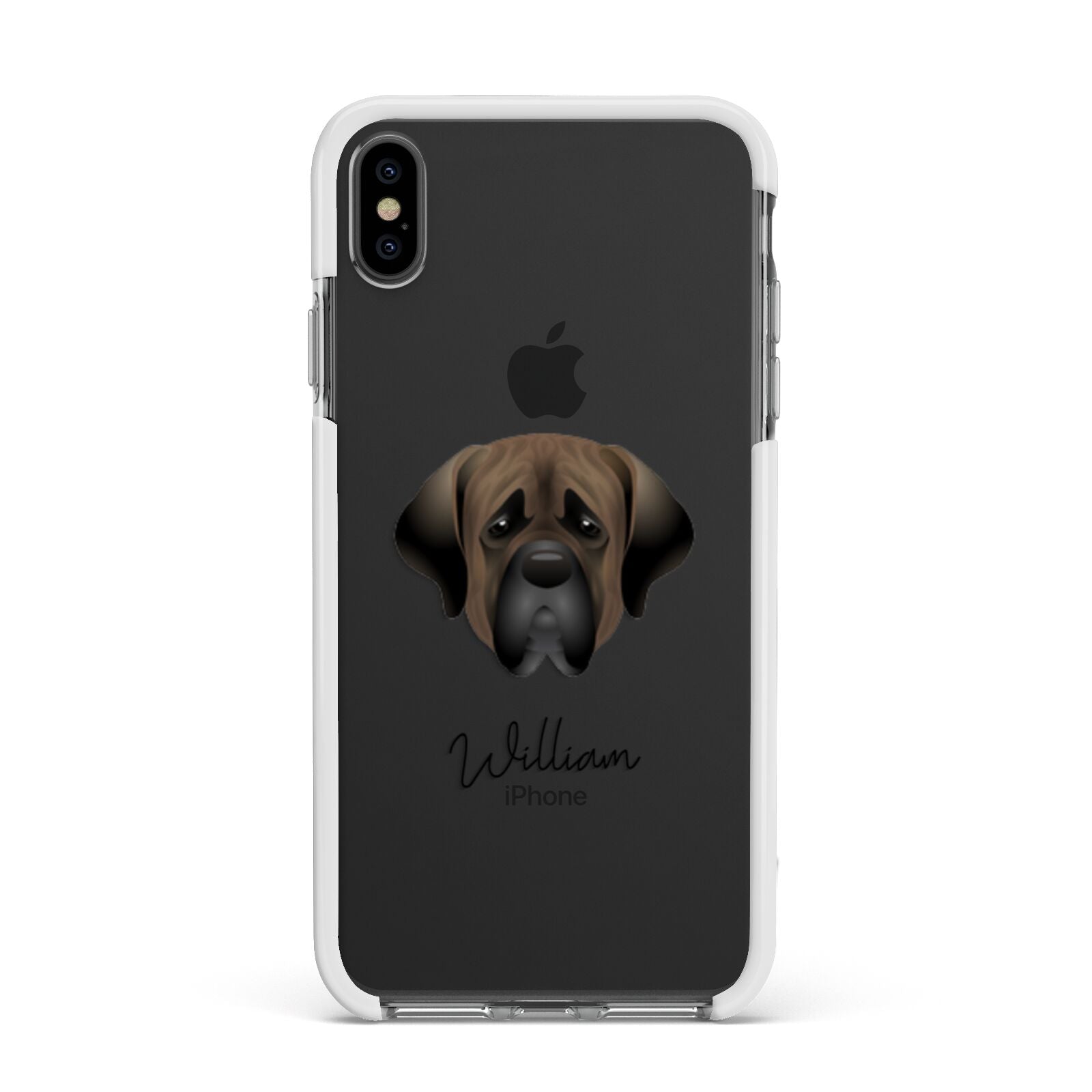 Mastiff Personalised Apple iPhone Xs Max Impact Case White Edge on Black Phone